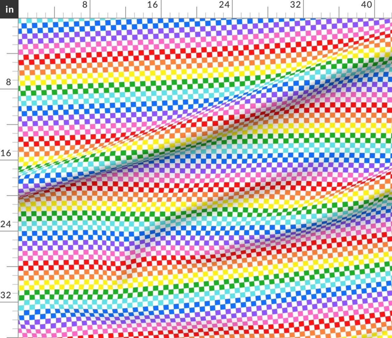 Check Rainbow Checkered Pride Lgbt Lgbtqia+ Blue Red Yellow Pink Pattern Grid Geometric Custom Printed Fabric by Spoonflower Various Fabrics by the Yard or Fat Quarter